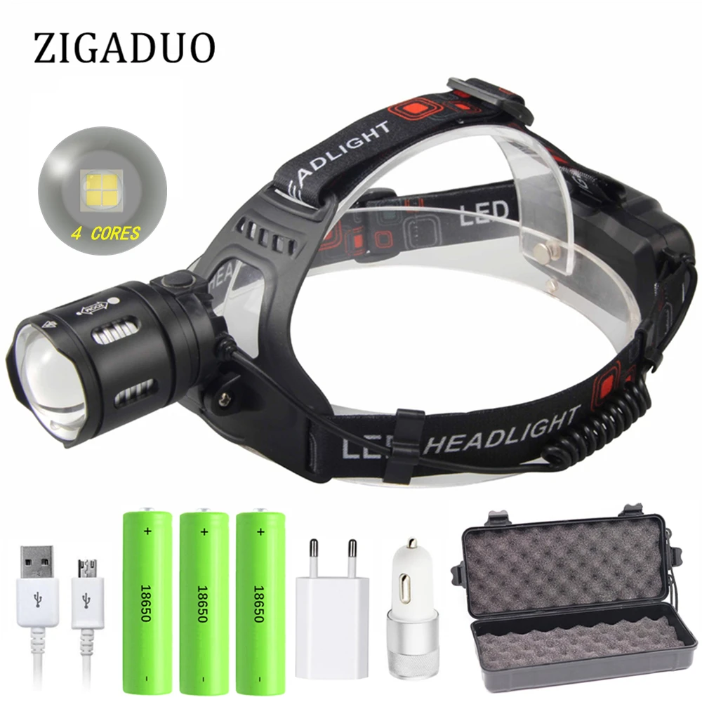 150000LM USB фара XHP50 XHP70 светодиодный налобный фонарь 18650 Головной фонарь для наружного кемпинга рыбалки