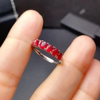 elegant silver ruby for girl 3 mm 4mm natural myanmar ruby ring 925 sterling silver ruby ring romantic gift for girlfriend