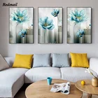 Алмазная живопись сделай сам, абстрактный синий цветок, 3 шт., полная мозаика, алмазная вышивка, Свадебный декор, Пазл baby Blue MM057