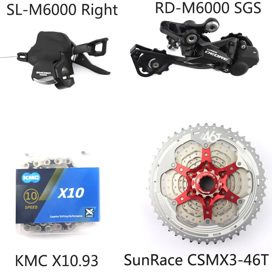 SGS SunRace 46T SHIMANO DEORE M6000 Группа Комплект горного велосипеда MTB 1x10-Speed HG500 11-42T M6000 задний переключатель рычага переключения передач HG54 - Цвет: SGS SunRace 46T