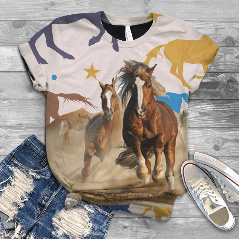 

3D printing new fashion original ladies T-shirt 2021 ladies T-shirt Harajuku plus size funny style cute animal cat bird tiger