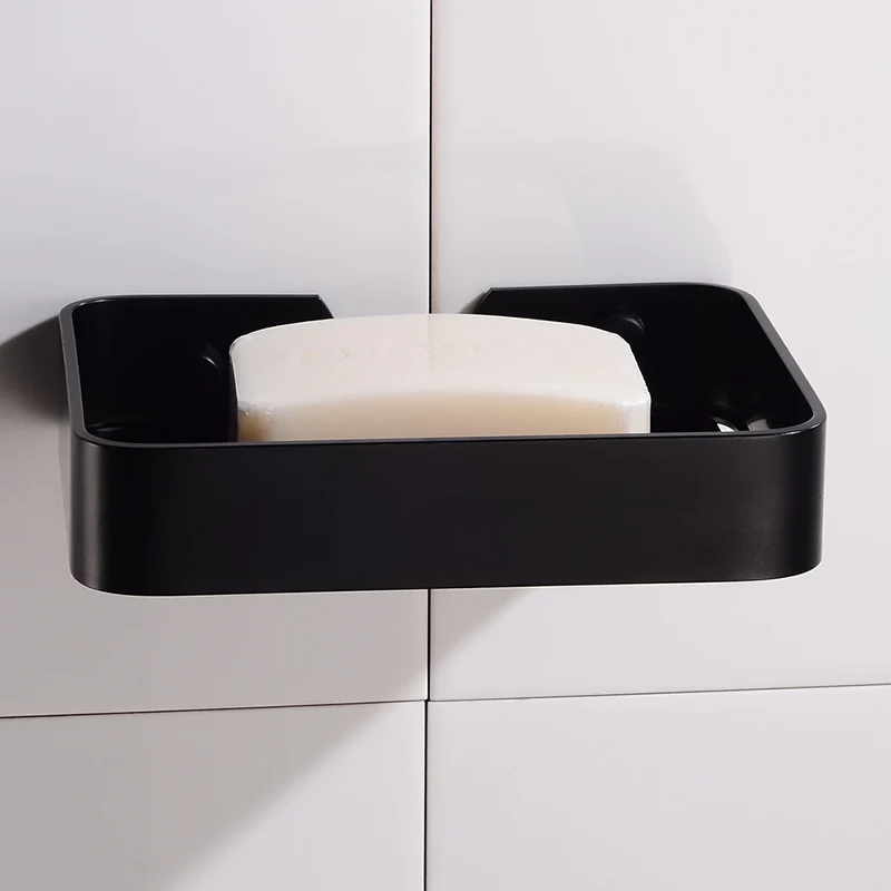 Держатель для мыла в ванную комнату черный Алюминиевый держатель настенный