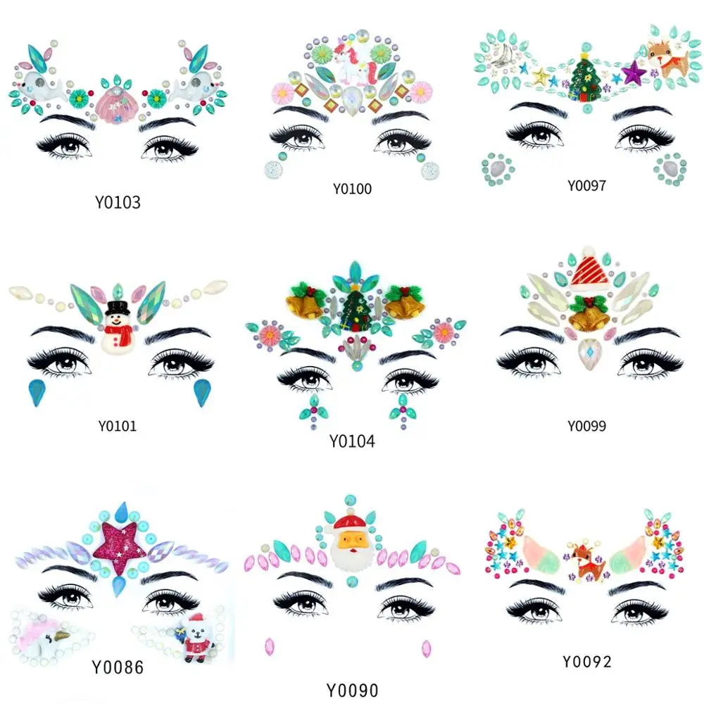 

Стразы, блестящие тату, цветок, Временные татуировки, наклейки для лица, драгоценности, палочка, светящиеся наклейки для лица, Рождественски...