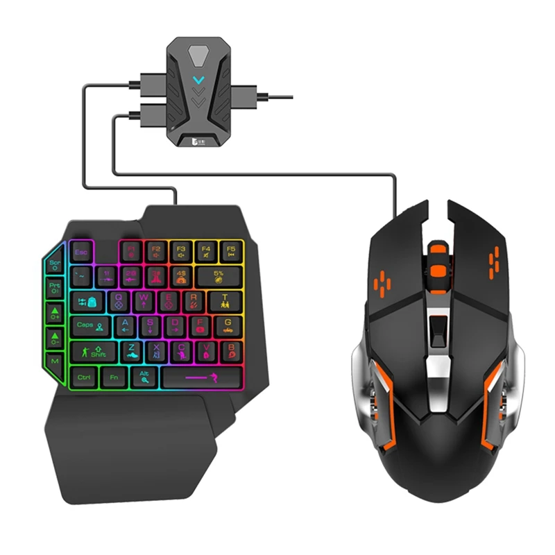 

GAMWING MIX-Lite Converter Kit with RGB Mechanical Game F6 One-Handed Keyboard and G2 Mouse,Suitable for Android Mobile