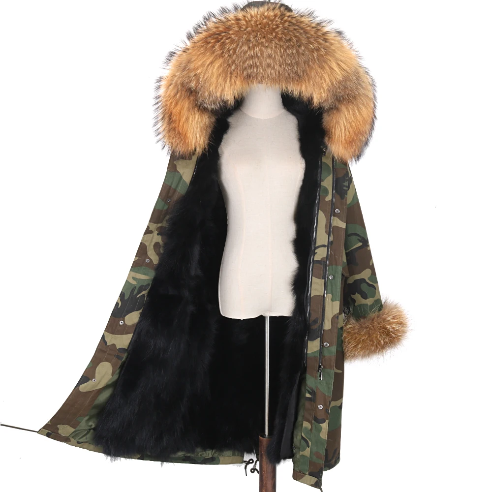 Winter Women Real Fox Fur Coat Waterproof X-Long Parka Natural Fur Jacket Fashion Streetwear Detachable Outerwear Brand New enlarge