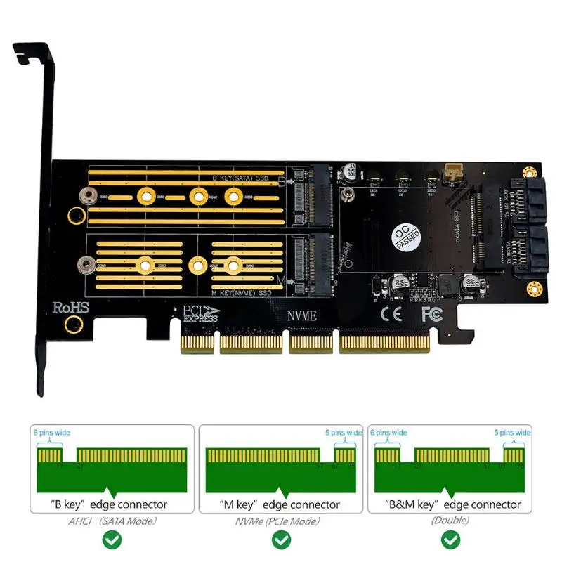 3 в 1 mSATA M.2 PCIE NVMe SSD для PCI-E 3,0 4X SATA 3,0 адаптер для M2 NVMe AHCI SATA mSATA конвертер твердотельных дисков
