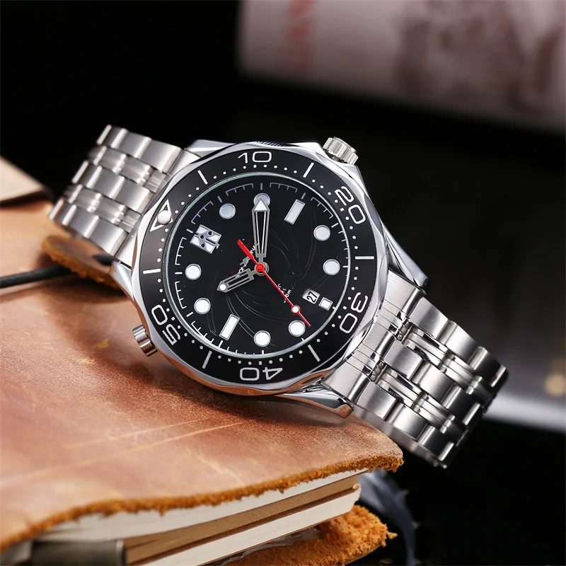 

2021 steel band multi-function 3 eyes 6 needles watch, men's mechanical quartz luxury luxury top Swiss brand