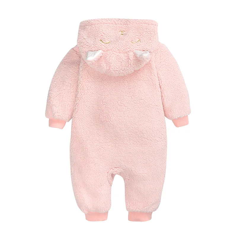 

New Autumn Winter Thick Baby Hooded Jumpsuit Cute Cartoon Sheep Newborn Rompers Warm Baby Girls Clothes Winter Pajama Romper