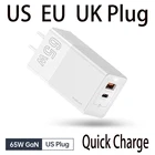 Зарядное устройство KUULAA GaN, 65 Вт, быстрая зарядка 4,0, 3,0, USB Type-C, QC, PD, для iPhone, Samsung, Xiaomi