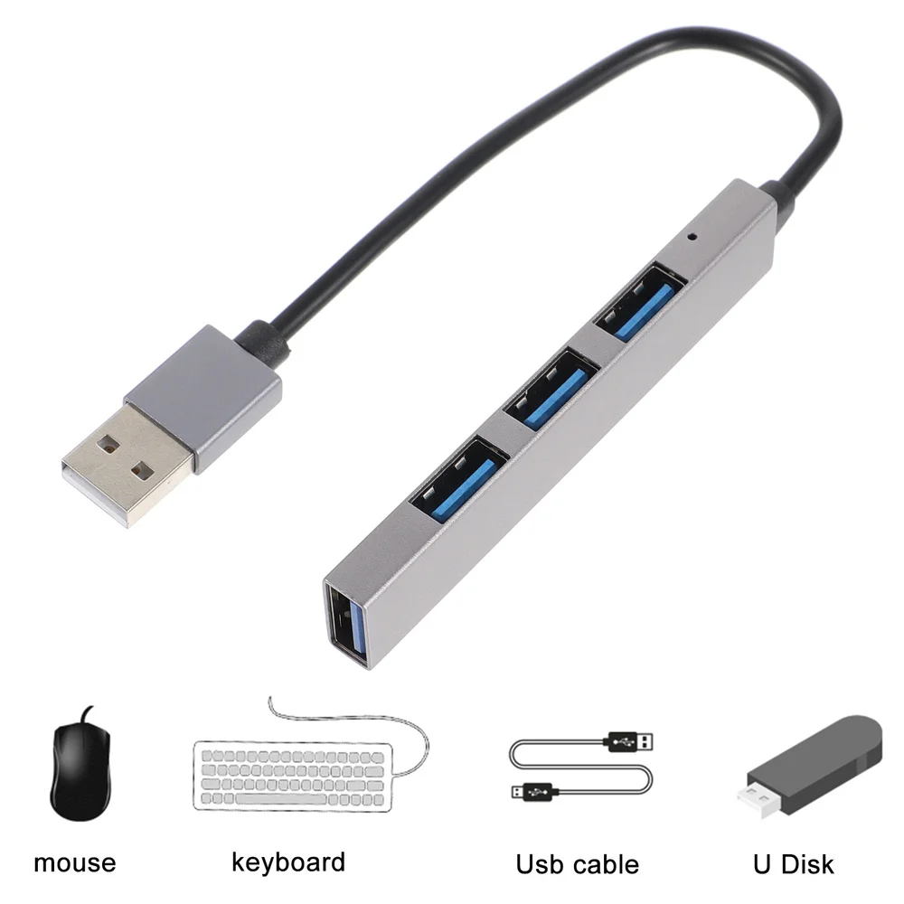 

USB 2.0 Hub 4-in-1 Hub Adapter Multi-Port USB Hub Data Station for Laptop Phone