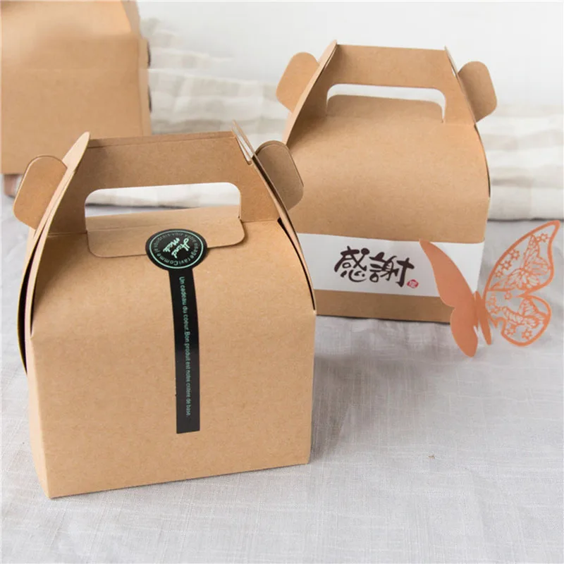 10 шт./лот коробки из крафт бумаги для упаковки конфет макарон печенья пирожных