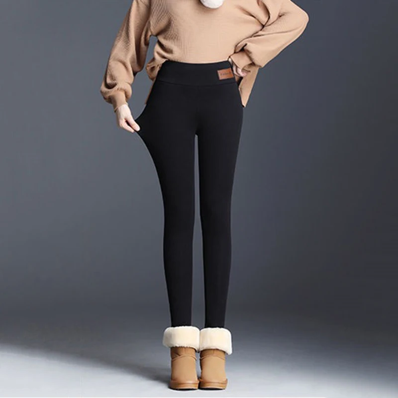 

NEW Women Winter Leggings High Waist Elastic Plus Velvet Thick Legging Pants Female Push Up Slim Keep Warm Lamb Wool Leggings