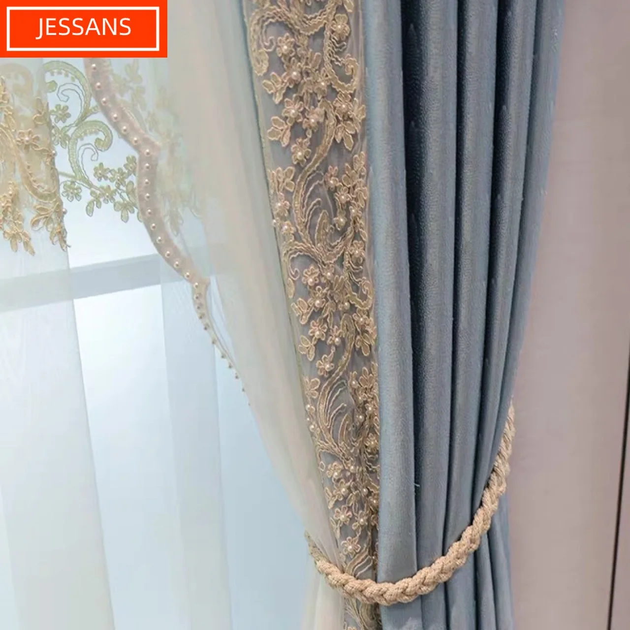 Шторы в европейском стиле для гостиной и спальни готовые оконные шторы синего