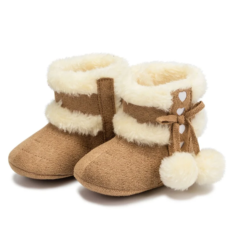 

Детские плюшевые зимние ботинки Kruleepo, осенне-зимняя обувь для первых шагов, теплые Нескользящие Кроссовки для новорожденных девочек и маль...