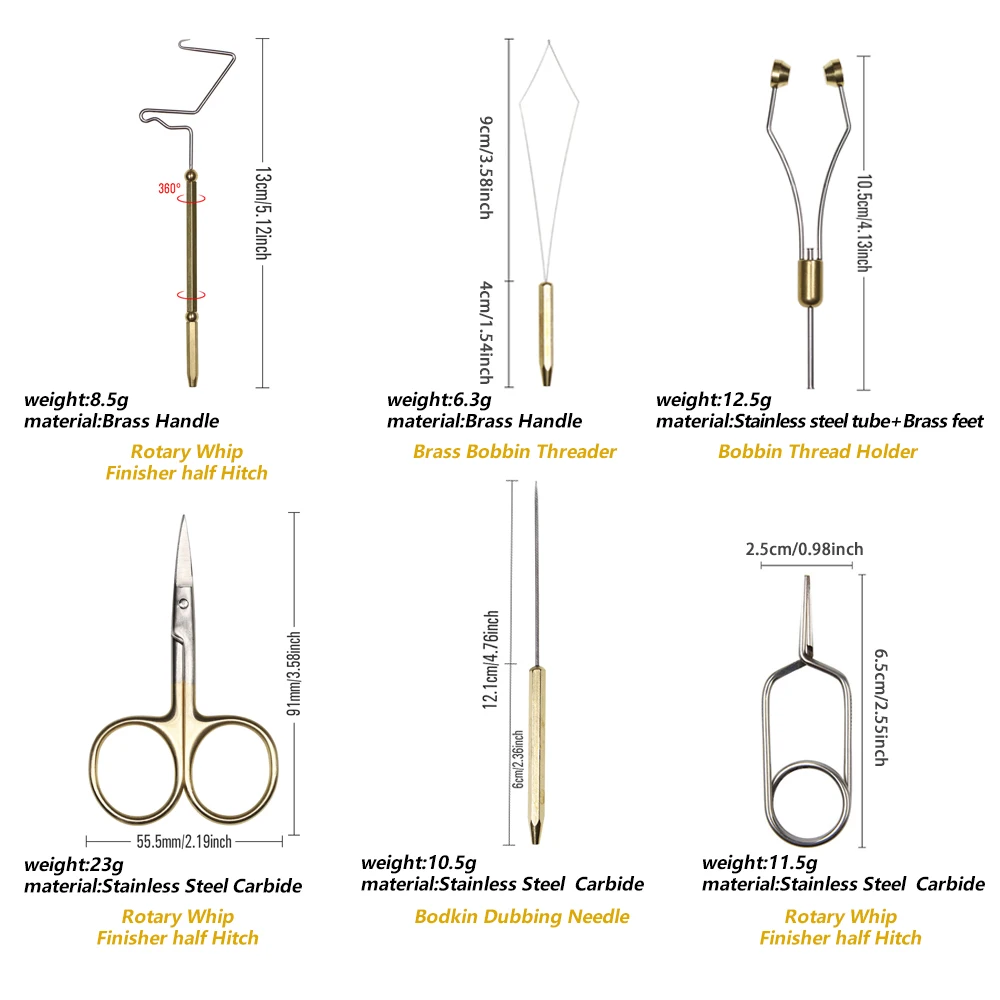 Инструмент для плетения мушек ICERIO - зажим для мушек / держатели бобин / нитевдеватель / ножницы / нить 70D без шипов Чешский крючок для связывания рыболовных приманок.