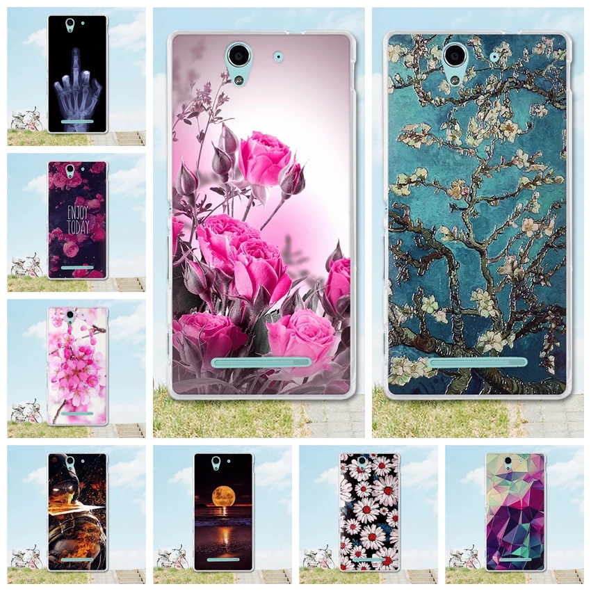 Мягкий чехол для Sony Xperia C3 D2533 Dual D2502 S55T силиконовый из ТПУ 5 дюйма бампер с милыми