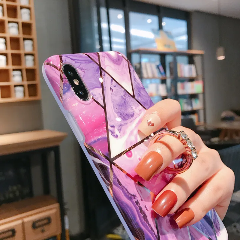 Чехол для телефона LACK для iPhone 11 11Pro Max XR X XS Max 6 6S 7 8Plus Роскошный Мраморный чехол с кольцом-подставкой