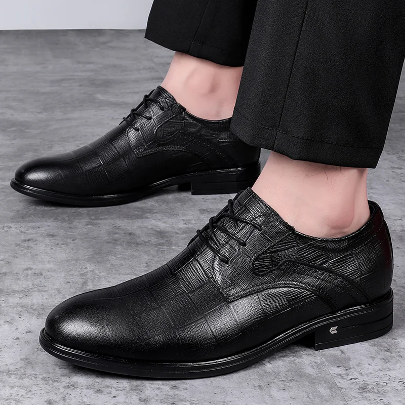 

men dress shoes Comfy Design Lace-up Brogue Leather Shoes Men's business Shoes Mens Casual Shoes Fashion Office Leisure Footwear