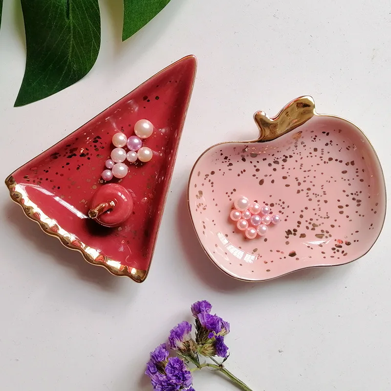 Северное маленькое керамическое блюдо для ювелирных изделий арбуз яблочные