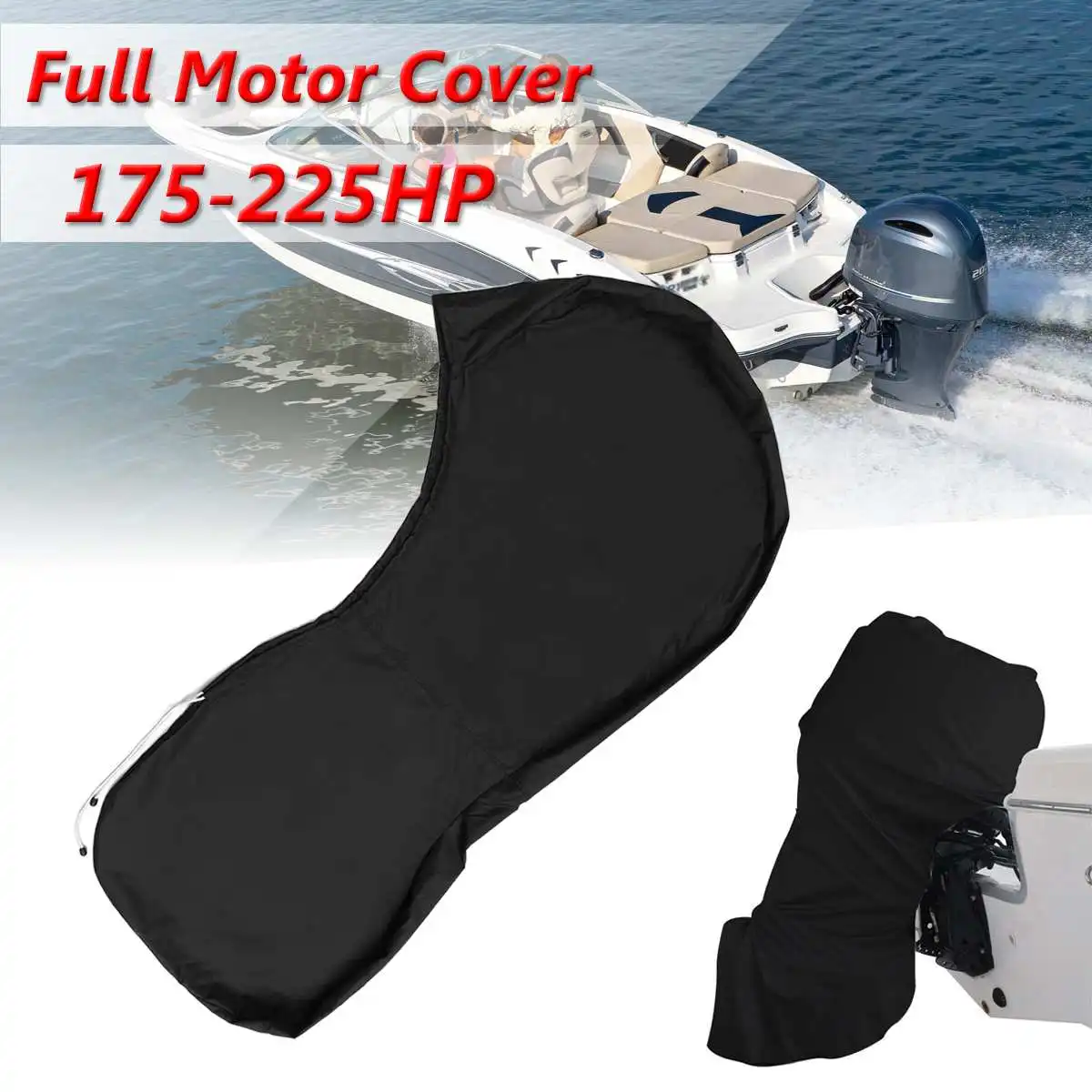 

600D Boat Full Outboard Engine Cover Motor Cover Protection For 175-225HP Motor Waterproof