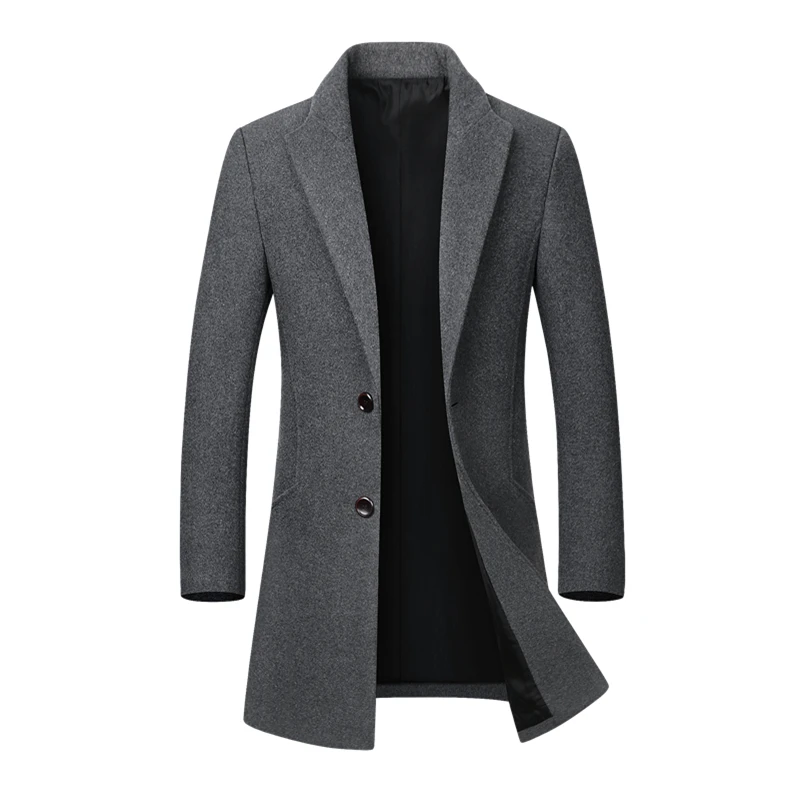 

Winter Men's Long Woolen Coat Casual Thick Slim Fit Jacket Erkek Mont Palto Peacoat Male Casaco Masculino Overcoat Trench Coat