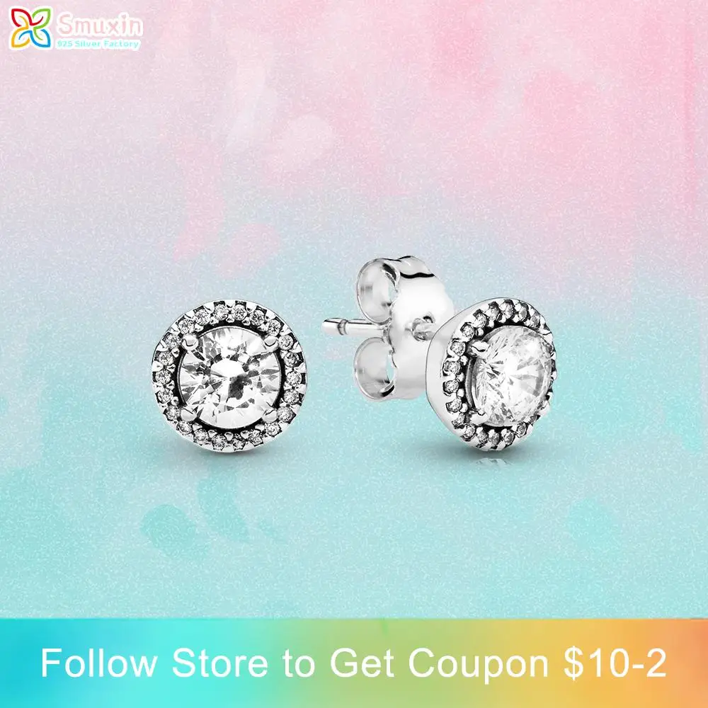 

Smuxin 925 Sterling Silver Earrings Round Sparkle Stud Earrings Cubic Zirconia Statement Stud Earrings Women Earrings Gift
