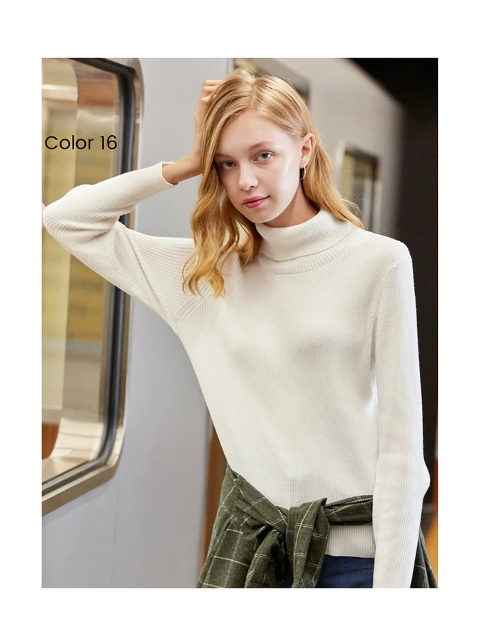 Giordano женская вязаная кофта с высоким воротом и длинными рукавами из натурального хлопка