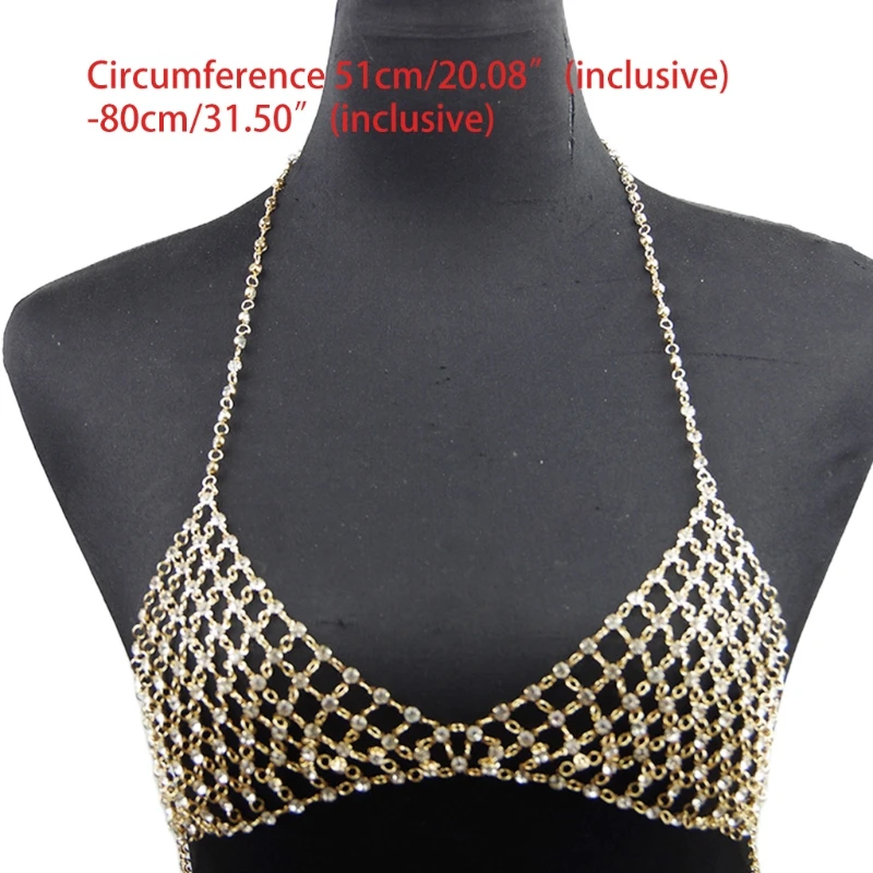 

40GC Sexy Bra Chains Crystal Waist Chain Rhinestone Body Chain Vacation Leisure Nightclub Chest Chain for Women and Girls