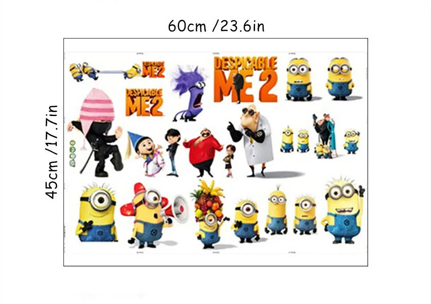 D076M Minions Динозавр настенные художественные наклейки животное Юрского периода мир мультфильм 3d Виниловые наклейки детская комната детские украшения diy аниме плакат 60*45 см - Цвет: D076M Minions