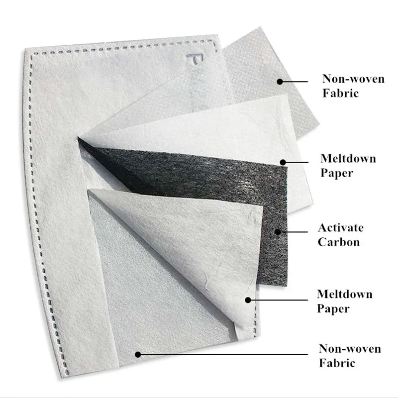 5-слойный фильтр с активированным углем для маски лица PM2.5 от пыли и смога