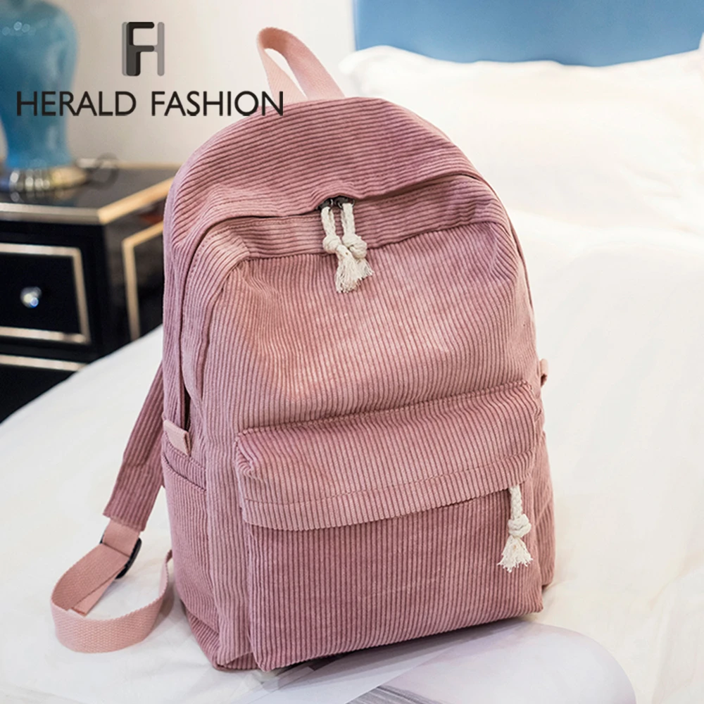 Женский тканевый рюкзак в стиле преппи однотонная бархатная дорожная сумка для