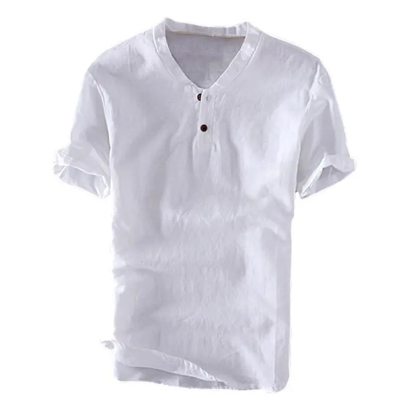

2021 Summer New Chemise Manche Courte Homme Good Quality Linen Manga Corta Camisetas
