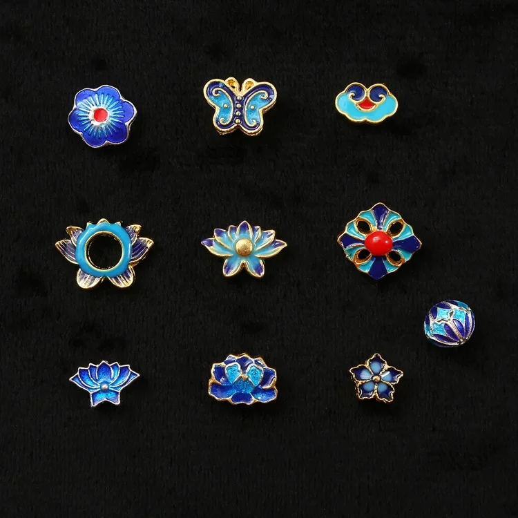 

Шпилька для волос ручной работы из сплава с имитацией перегородчатой Красной бабочки лотоса