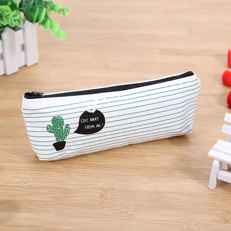 Cactus Pencil Case Creative Design Canvas Cute Box School Supplies Kawaii Stationery Estuches Chancery Pen Bags | Канцтовары для