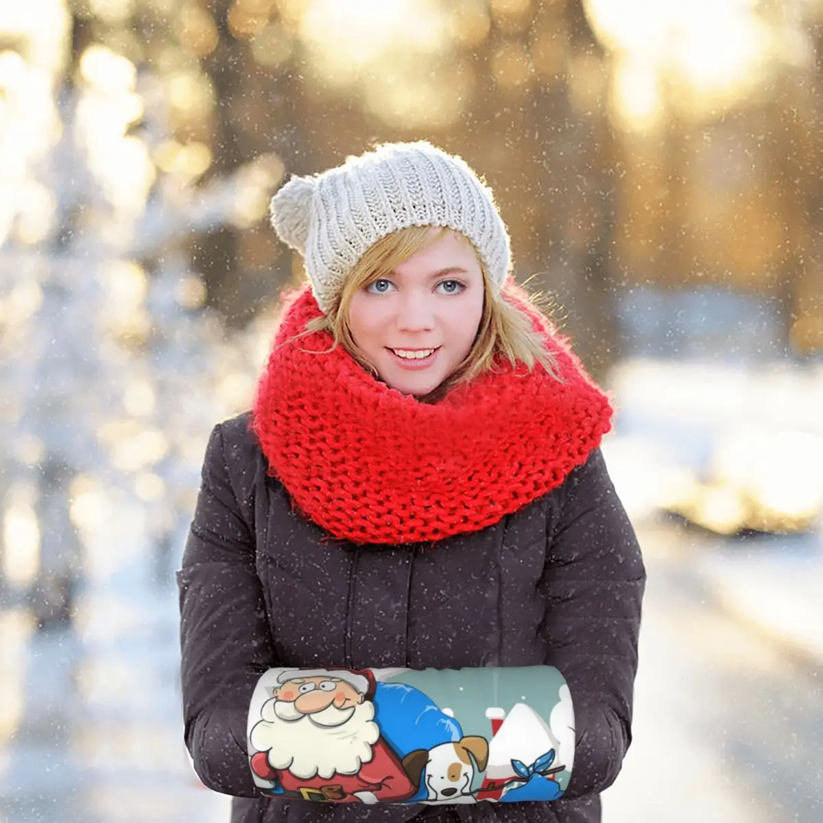 

Рождественские мужские и женские плюшевые перчатки Санта-дог