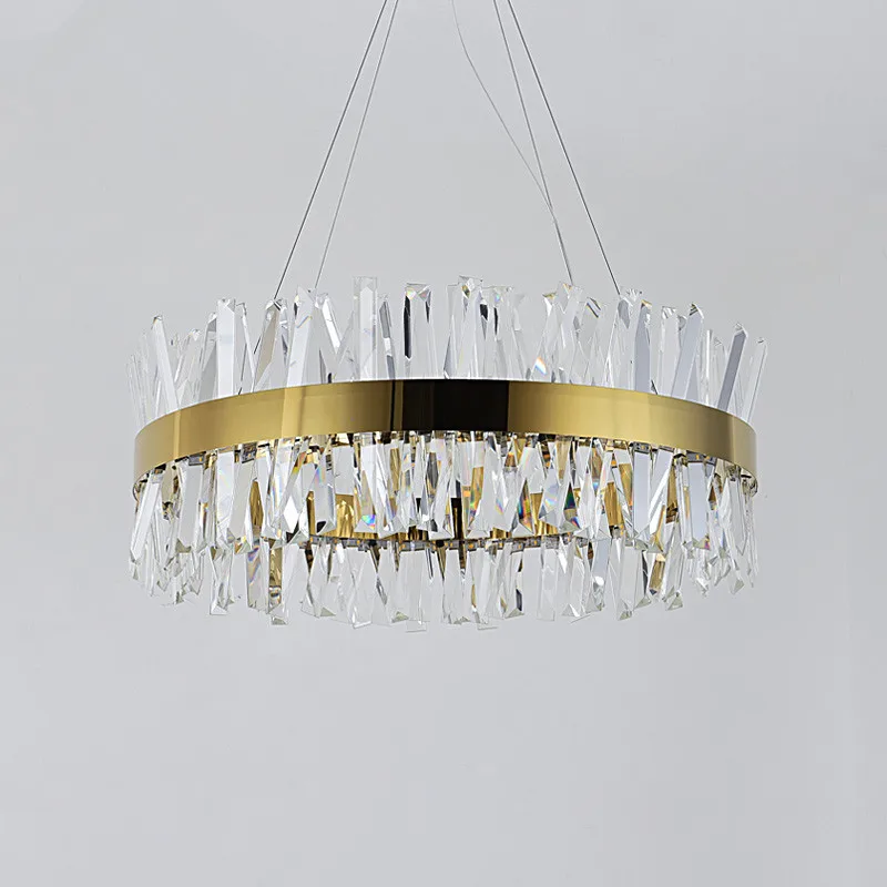 

New Modern Crystal Chrome Round Chandelier Lighting Gold Rectangle Chandeliers For Living Room Bedroom Kitchen Island Lustre