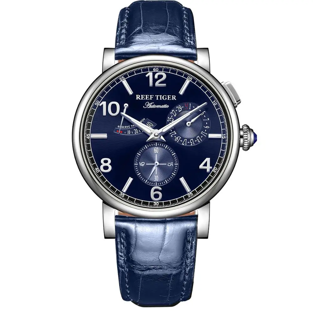 

2021 Reef Tiger/RT Luxury Men Genuine Leather Strap Multi Function Automatic Watches Montre Homme RGA1978
