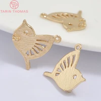 157310pcs 15x15mm 24k gold color brass birds charms pendants high quality diy jewelry findings accessories wholesale