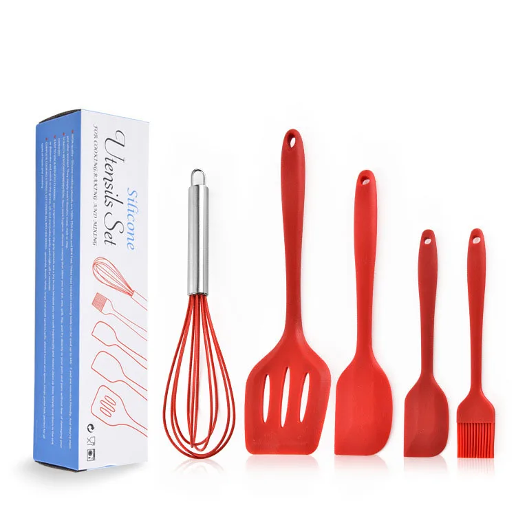 

Инструменты для кухни, набор силиконовых кухонных принадлежностей, скребок, 5 предметов, набор инструментов для выпечки, Слитная кисть для м...
