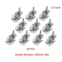 10 pcslot casters spot 1 5 inch white pp screw brake wheel m6 diameter 40mm small for shelf