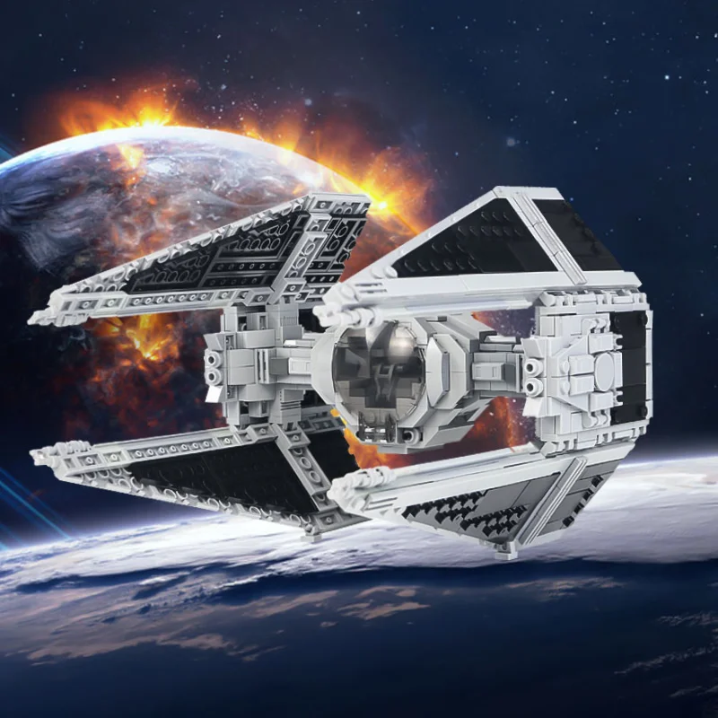 

Конструктор MOC Space Series для перехвата галстуков, Белый истребитель, крыло, пилот, кирпичи для самостоятельного обучения, Сращивание, для детей