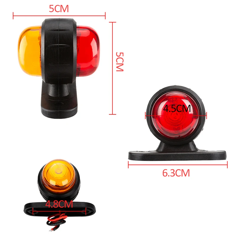 

Hot sale 2pcs Red Amber Corner Side Marker LED Light Outline Lamp Truck Trailer Van Bus 12V