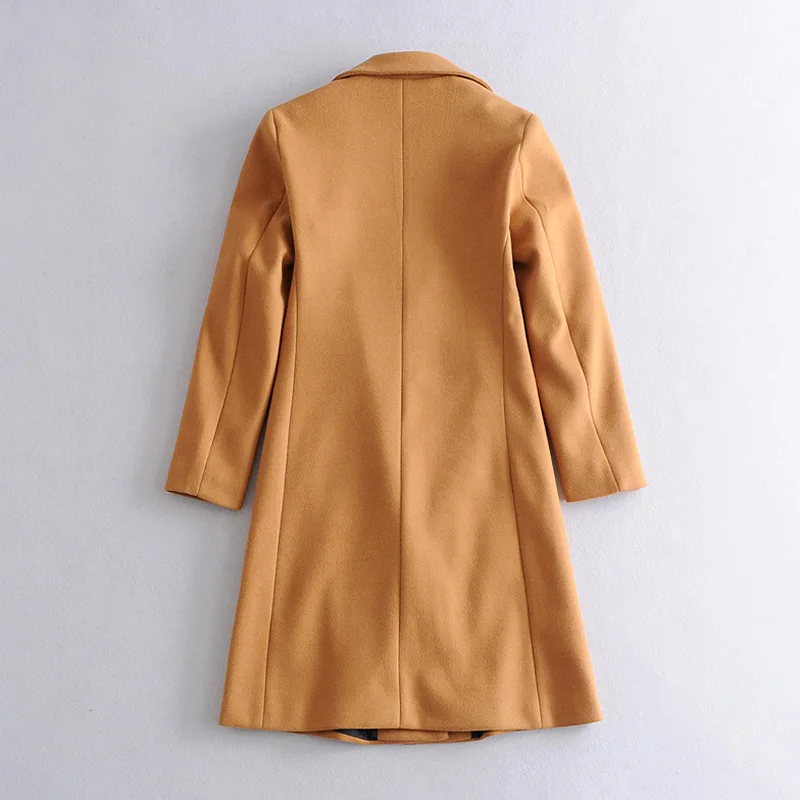 Женское шерстяное пальто на одной пуговице KUMSVAG однотонное элегантное офисное с