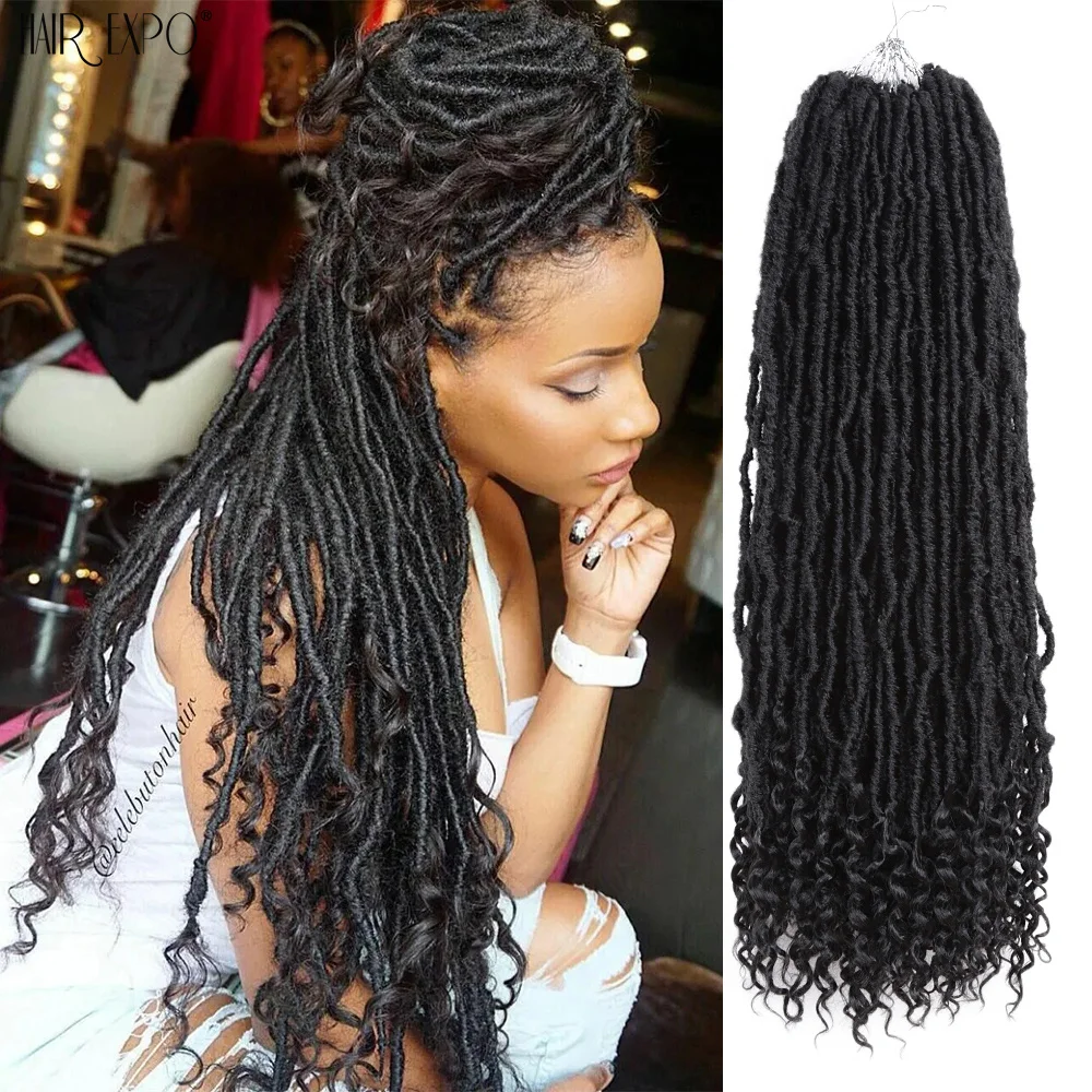 Godess Faux Locs Crochet Hair 30Inch Long Synthetic Ombre Braiding Hair Extensions Soft End Natural Locks Braids Hair Expo City