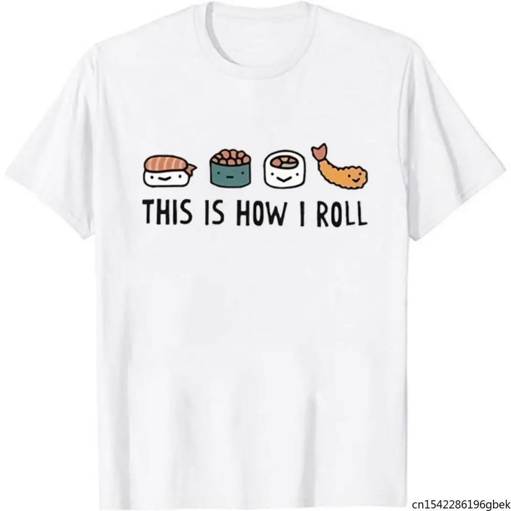 

Fashion Women's Sushi Graphic Print Proverb T-Shirt Street Hip Hop Style Short Sleeve Cute Sushi Lover Short Sleeves