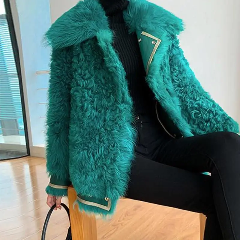 Женская зимняя теплая куртка из искусственного меха повседневное пальто овечьей