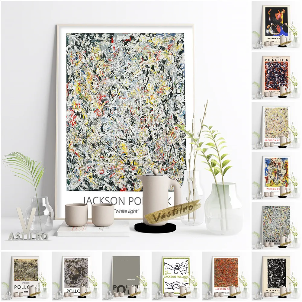 

Jackson Pollock Drops Painting Exhibition Museum Canvas Poster Modern Abstract Office Wall Art Decor Print Fine Art Gift Idea