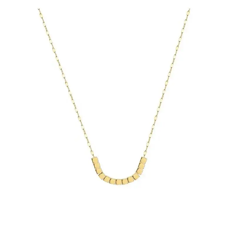 

Design titanium Steel Colorless Rectangular Small Particle Necklace For Woman Fashion Korean Jewelry Party Girl's Clavicle Chain