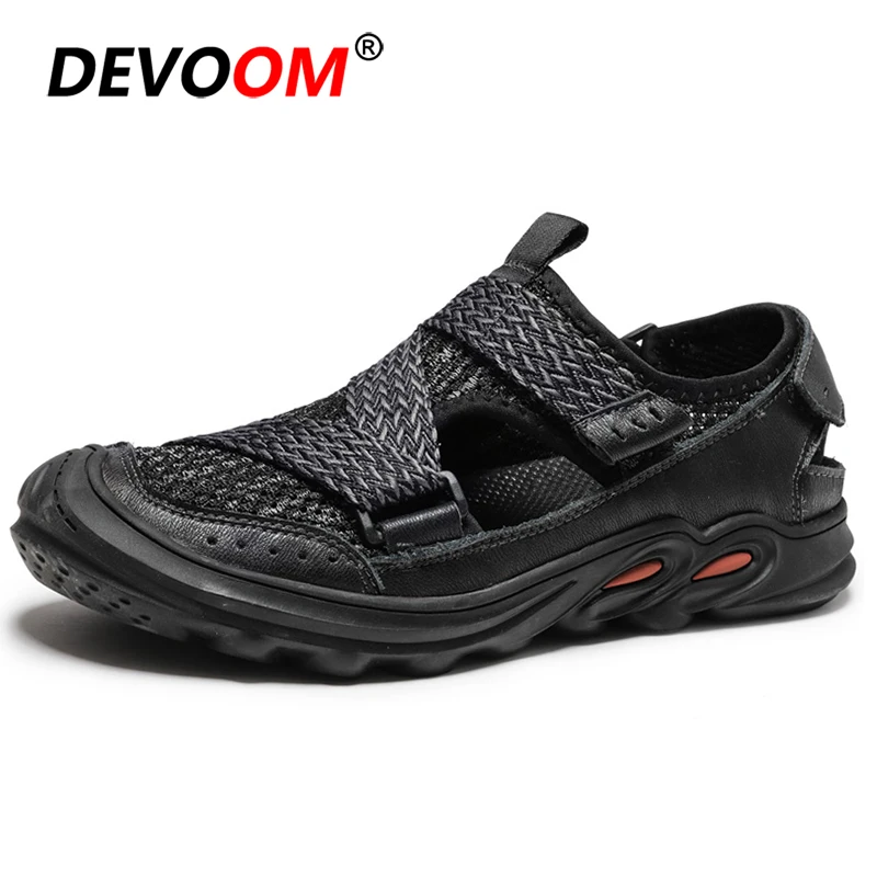 Сандалии мужские кожаные водонепроницаемые уличные походные босоножки удобная