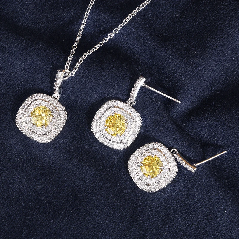ZAKOL Classic White Color Square Shape Zirconia Crystal Earrings Necklace Set For Women Trendy Bridal Wedding Jewelry FSSP262